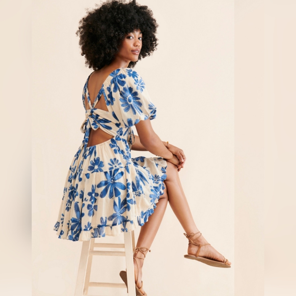 Free People Blue Floral Mini Dress